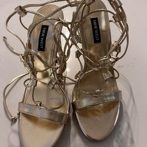 Nine West Metallic Gold Strappy Heels
